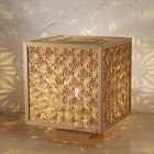 Kumiko Woodcraft Lantern, Largel, Cubic shape with hemp leaf patterns on all sides, Akita Sugi, H34×W29×D29cm